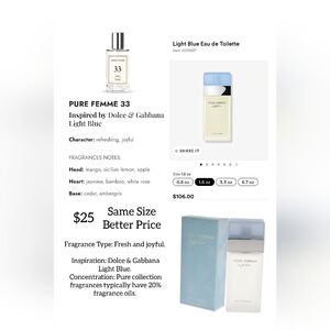 Pure Femme 33 Inspired by Dolce & Gabbana Light Blue